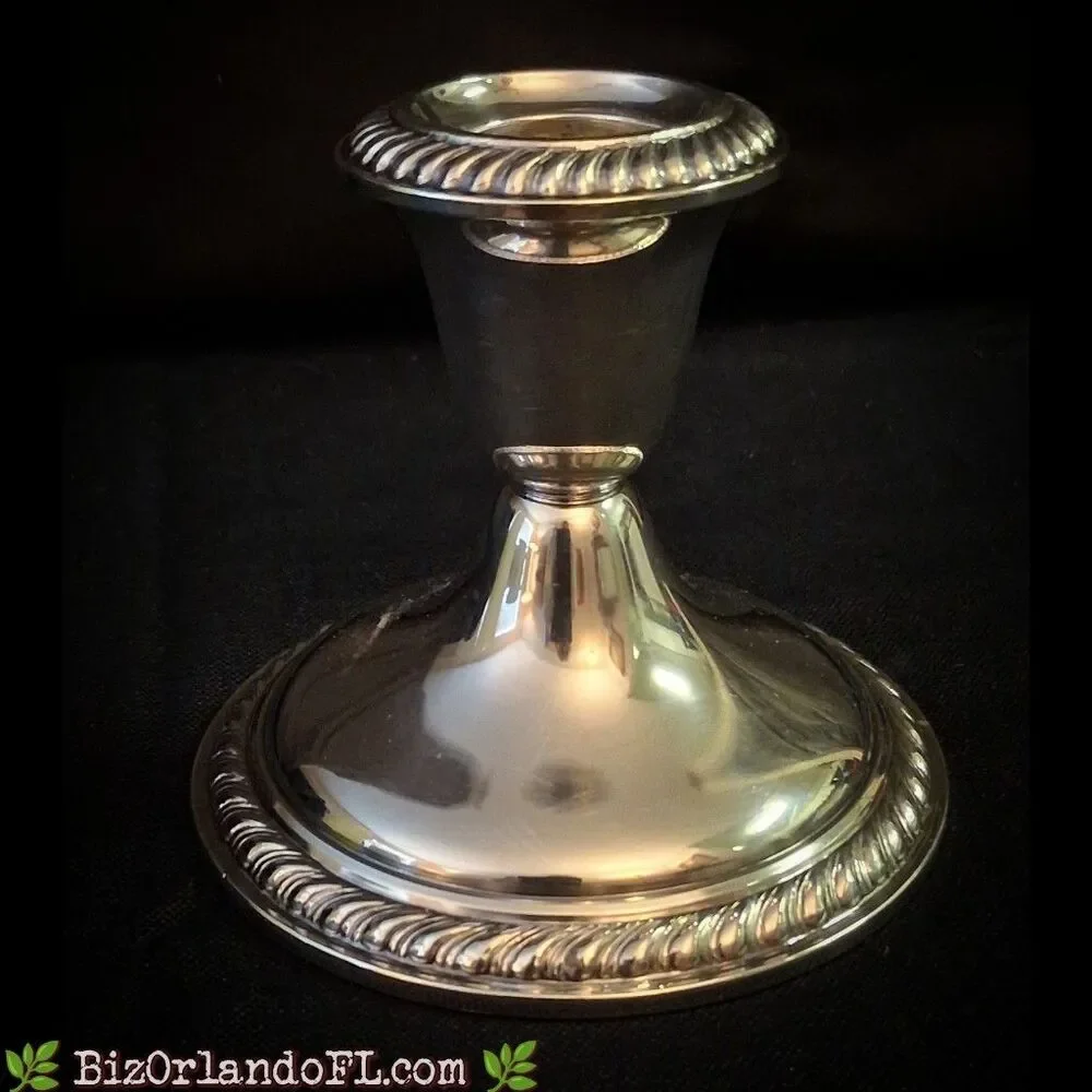 VINTAGE: Single Alvin S160 Sterling Weighted Candlestick Holder Gadroon Rim HTF